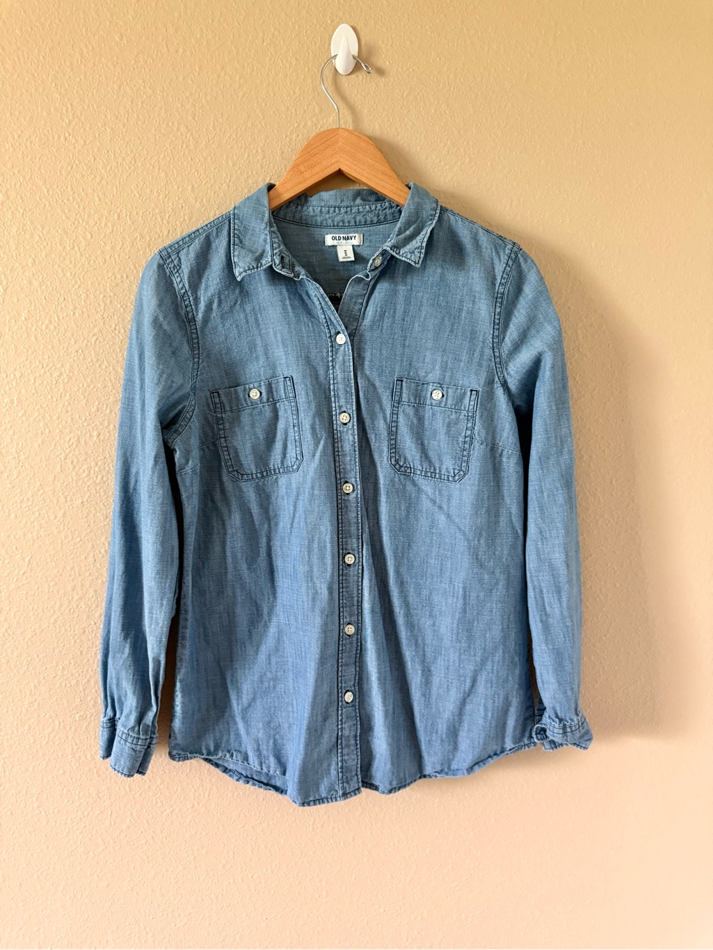 Old Navy Blue Denim Button-Up Shirt